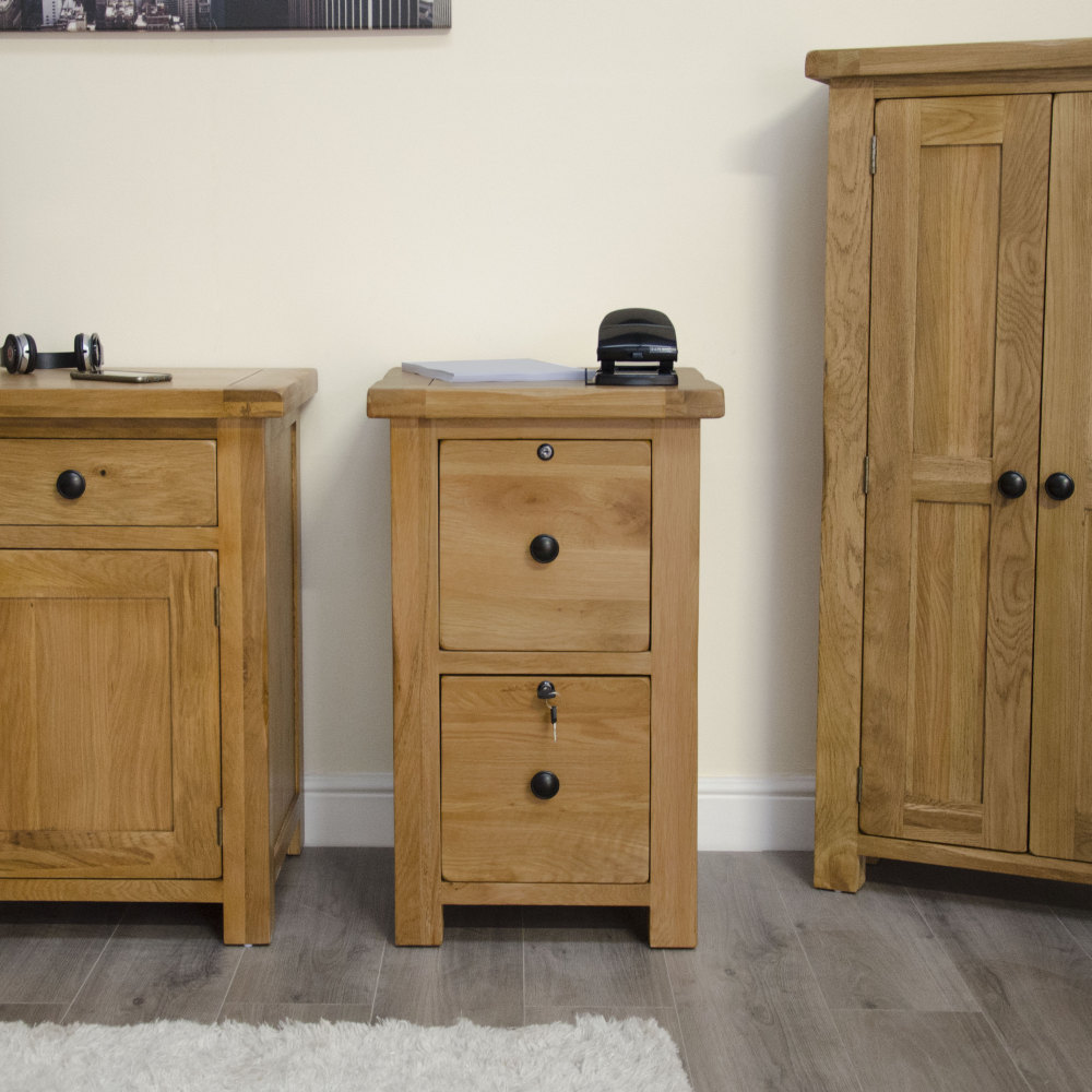 Original rustic two drawer lockable filing solid oak office furniture eBay